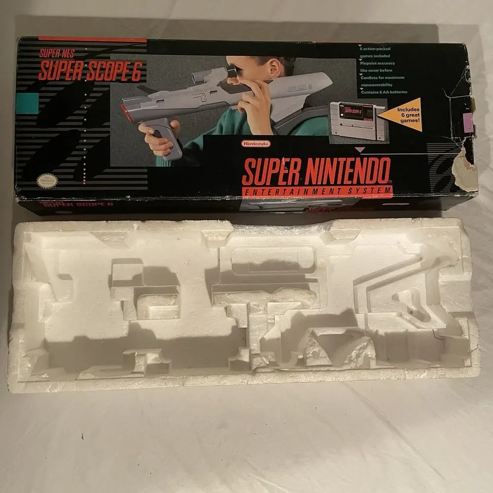 Super NES Super Scope 6 Original Box & Styrofoam (BOX ONLY - NO GUN/GAME)